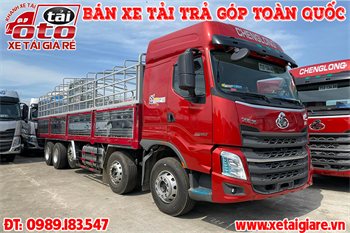 Xe Tải 5 Chân Chenglong H7 22 Tấn 2022 Màu Đỏ Thùng 9m7-Xe ChengLong H7 350HP 21T5 Thùng Mui Bạt